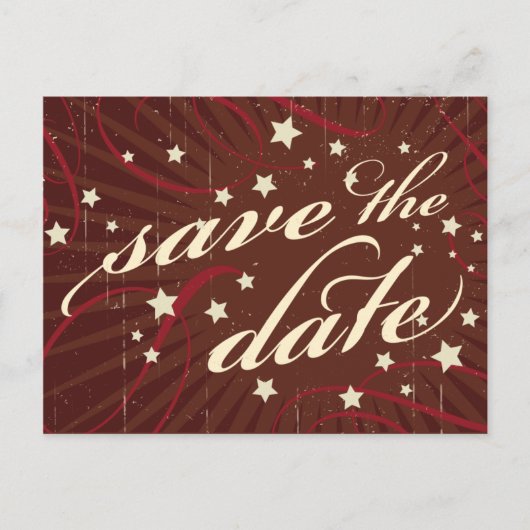 Rustisch Poster: Chocolade Burgundy Save the Date Aankondigingskaart (Voorkant)