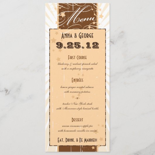 Rustisch Poster: Menu Cream & Brown Custom Wedding (Voorkant)