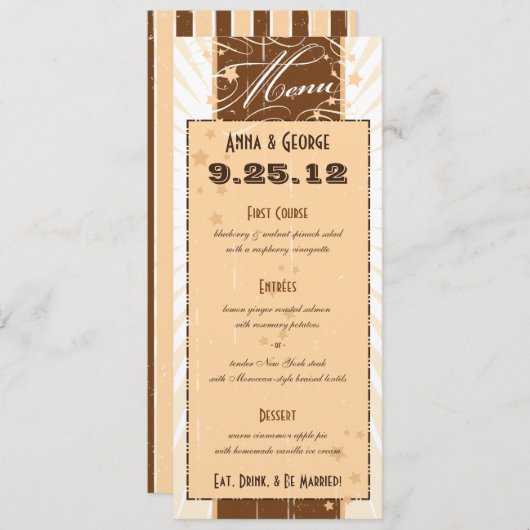 Rustisch Poster: Menu Cream & Brown Custom Wedding (Voorkant / Achterkant)