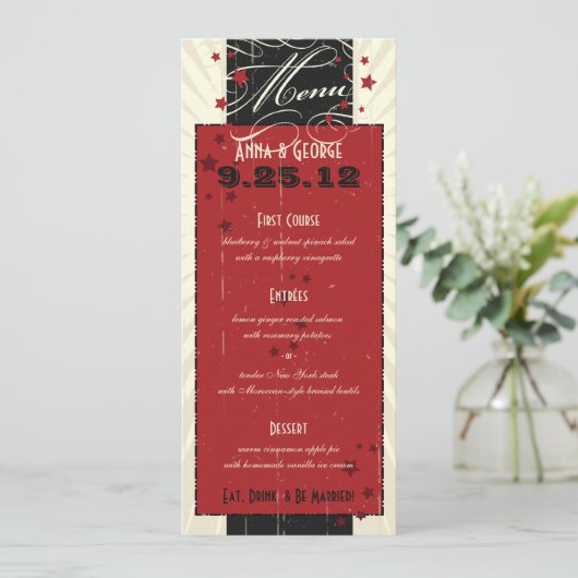 Rustisch Poster: Menu Rode & Zwarte Aangepaste bru (Staand voorkant)