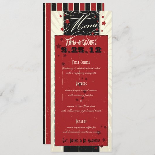 Rustisch Poster: Menu Rode & Zwarte Aangepaste bru (Voorkant / Achterkant)