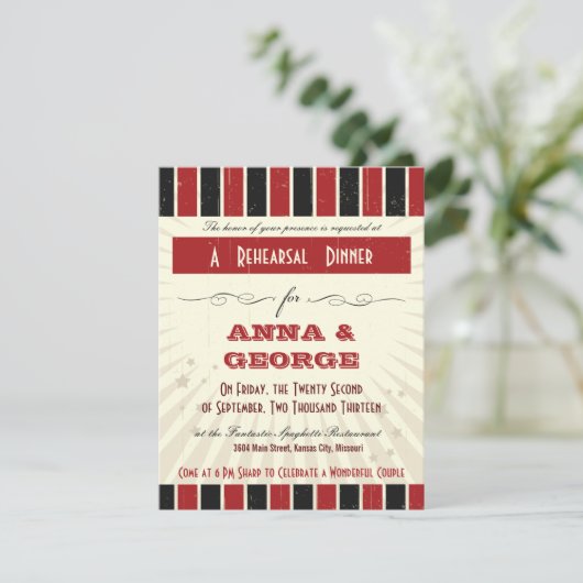 Rustisch Poster: Rood & zwart repetitief diner Kaart (Staand voorkant)