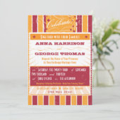 Rustisch Poster: Roze en Oranje aangepast huwelijk Kaart (Staand voorkant)