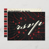 Rustisch Poster: RSVP rond het rode en zwarte huwe Uitnodiging Briefkaart (Voorkant / Achterkant)