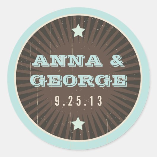 Rustisch Poster: Sticker blauw en cacaohuwelijk (Voorkant)