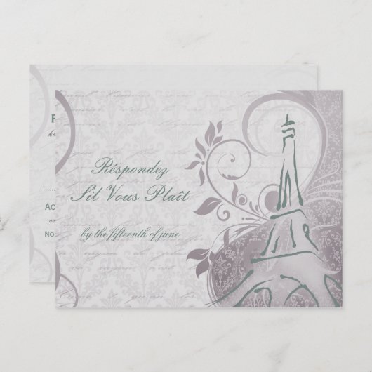 Rustisch Poster: Subtiel Blauwgroen en Paars RSVP Uitnodiging Briefkaart (Voorkant / Achterkant)