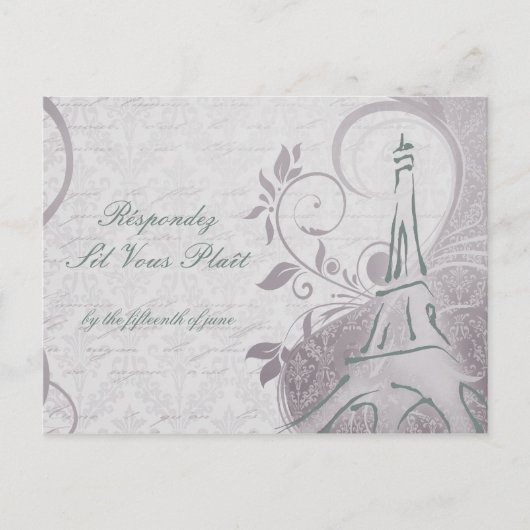 Rustisch Poster: Subtiel Blauwgroen en Paars RSVP Uitnodiging Briefkaart (Voorkant)