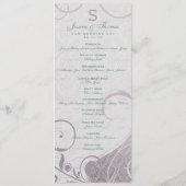 Rustisch Poster: Subtle Blauwgroen Paars Wedding P Programmakaart (Achterkant)