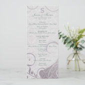 Rustisch Poster: Subtle Blauwgroen Paars Wedding P Programmakaart (Staand voorkant)