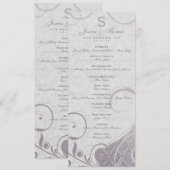 Rustisch Poster: Subtle Blauwgroen Paars Wedding P Programmakaart (Voorkant / Achterkant)