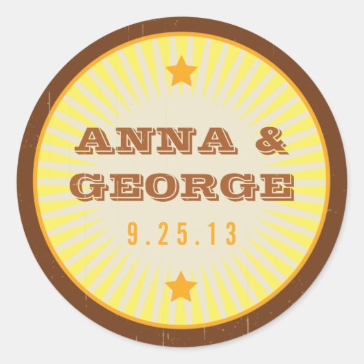 Rustisch Poster: Tropische Sun Sticker-zegel Ronde Sticker (Voorkant)