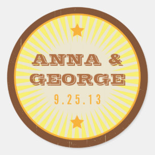 Rustisch Poster: Tropische Sun Sticker-zegel Ronde Sticker