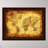 Rustisch Poster van oude Wereldkaart (groot) (Voorkant)