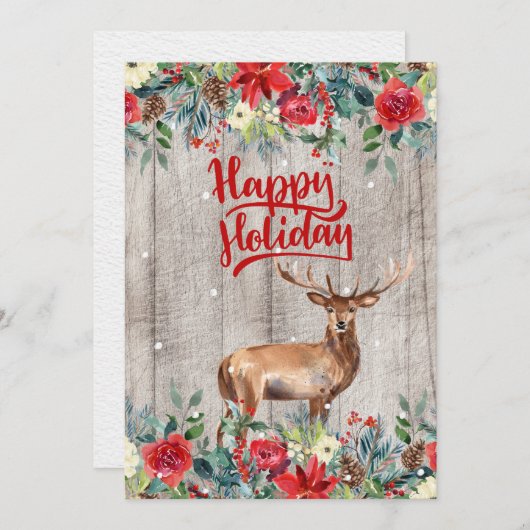 Rustisch Prettige feestdagen floranjehout Feestdagenkaart (Voorkant / Achterkant)