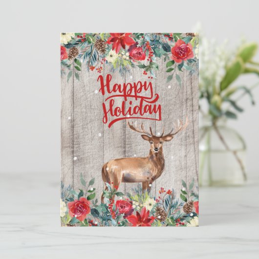 Rustisch Prettige feestdagen floranjehout Feestdagenkaart (Staand voorkant)