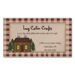 Rustisch primitief land Homespun Log Cabin Magnet Magnetisch Visitekaartje