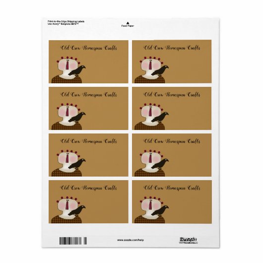 Rustisch primitief land Primitief Crow Product Etiket (Full Sheet)