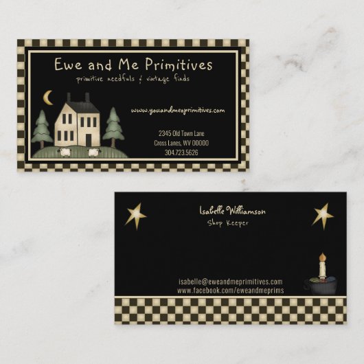 Rustisch primitief land visitekaartje (Voorkant / Achterkant)