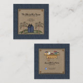 Rustisch primitief landschap Saltbox House op Kraf Vierkante Visitekaartje (Voorkant / Achterkant)