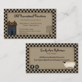 Rustisch primitief Saltbox Willow & Sheep Land Visitekaartje (Voorkant / Achterkant)