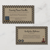 Rustisch primitief Visitekaartje met kaars gecontr (Voorkant / Achterkant)