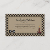 Rustisch primitief Visitekaartje met kaars gecontr (Achterkant)