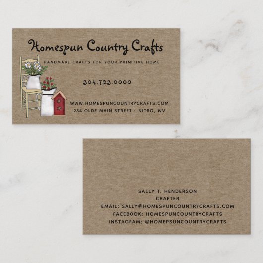 Rustisch primitief Visitekaartje van Landkraft (Voorkant / Achterkant)