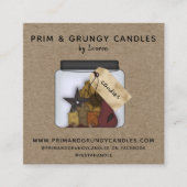 RUSTISCH PRIMITIVE LAND GRUBBY CANDLE VIERKANTE VISITEKAARTJE (Voorkant)