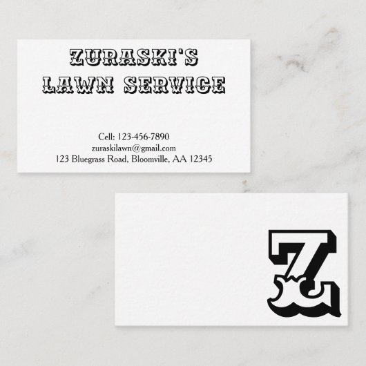 Rustisch professioneel monogram landonderhoud visitekaartje (Voorkant / Achterkant)