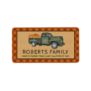 Rustisch Pumpkin Truck Pset Return-adres Etiket