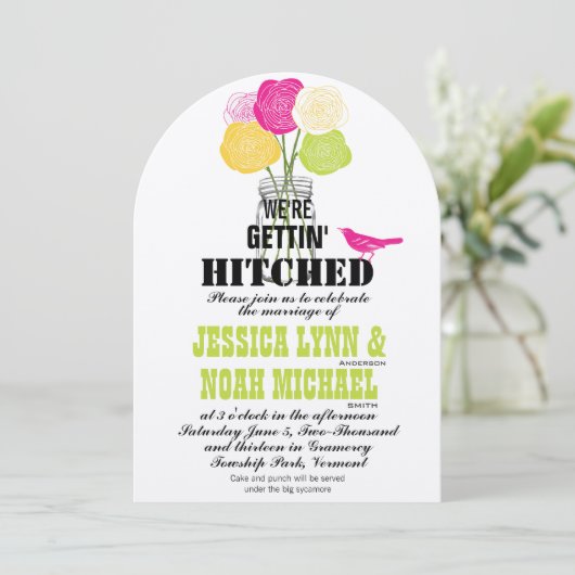 Rustisch Romantisch Roos Mason Jar Love Bird Kaart (Staand voorkant)