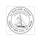 Rustisch Ronde Nautical Yacht Return Address Rubberstempel (Afrduk)