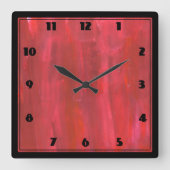 Rustisch rood Abstract Vierkante Klok (Voorkant)