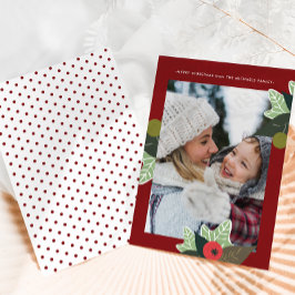 Rustisch rood botanisch Lijst met kerstmis Feestdagenkaart