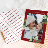 Rustisch rood botanisch Lijst met kerstmis Feestdagenkaart