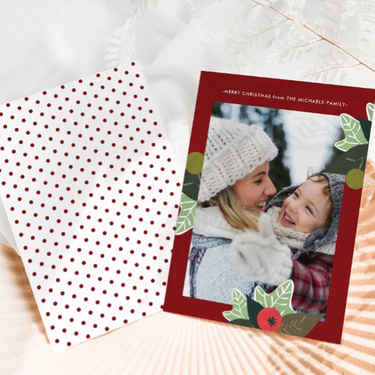 Rustisch rood botanisch Lijst met kerstmis Feestdagenkaart