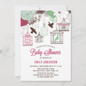 Rustisch Rood en Groene Vogelkooien Floral Baby sh Kaart (Voorkant)