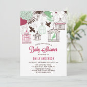 Rustisch Rood en Groene Vogelkooien Floral Baby sh Kaart (Staand voorkant)