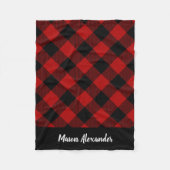 Rustisch rood en zwart buffelmonogram fleece deken (Voorkant)