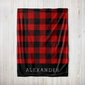 Rustisch rood en zwart buffelmonogram fleece deken