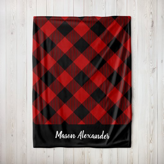 Rustisch rood en zwart buffelmonogram fleece deken