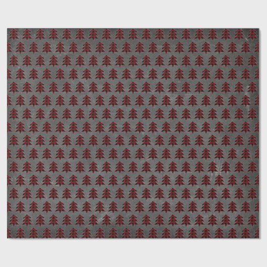 Rustisch rood en zwart geplakt kerstboomkarton cadeaupapier (Vlak)