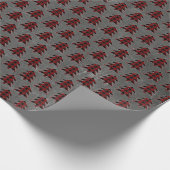 Rustisch rood en zwart geplakt kerstboomkarton cadeaupapier (Hoek)