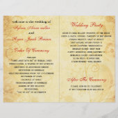 Rustisch, rood, gevouwen, herfst Wedding-programma (Achterkant)