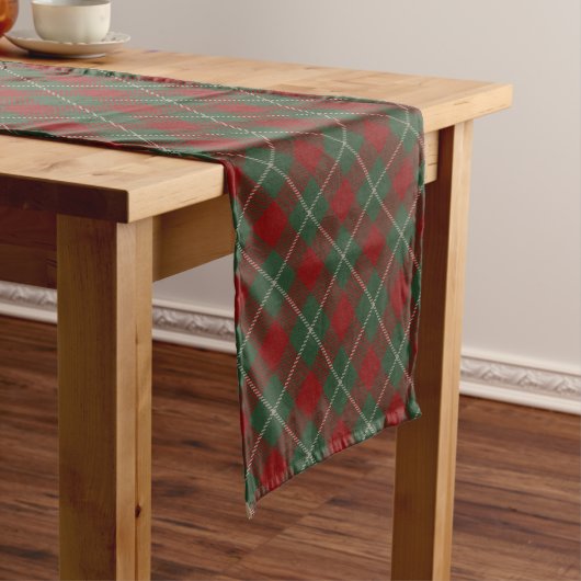 Rustisch rood groen en beige tartan patroon korte tafelloper (Voorbeeld)