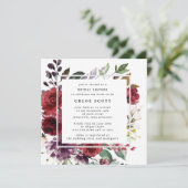 Rustisch Rood Paars Roos Floral Vrijgezellenfeest Kaart (Staand voorkant)