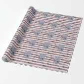 Rustisch Rood White Blue Wood USA vlag patroon Cadeaupapier (Uitgerold)