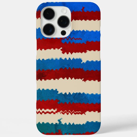 Rustisch rood, wit en blauw gestreepte patroon Case-Mate iPhone case (Achterkant)