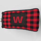 Rustisch Rood Zwart Buffalo Spond Monogram Initiaa Golfheadcover (Voorkant)