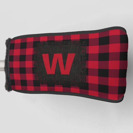 Rustisch Rood Zwart Buffalo Spond Monogram Initiaa Golfheadcover (Voorkant)